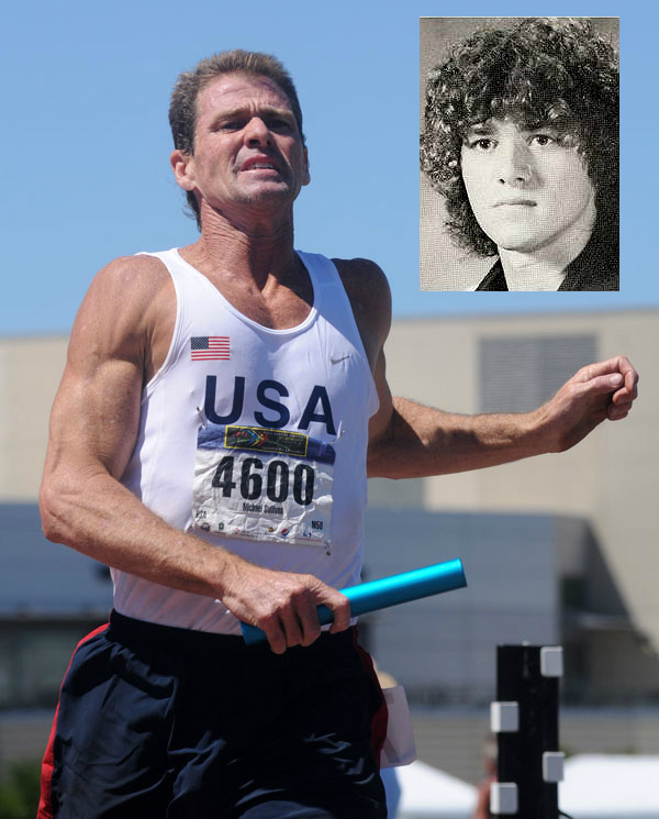 Mike at 2011 Sacramento worlds with teen self (inset).