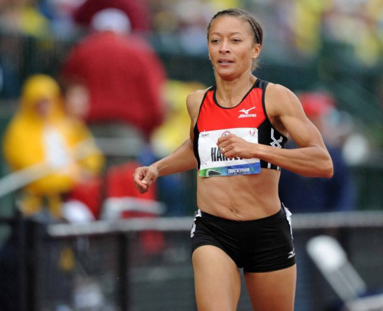 Alisa Harvey races at 2012 Olympic Trials in masters 400 exhibition.