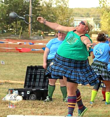 Beth lets fly in Scottish Games.