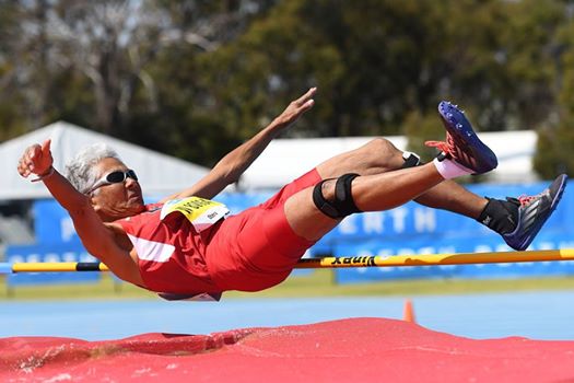 Irene Obera cleared 1.00 in high jump (3-3 1/4) on way to W80 heptathlon world record. Maybe her first try at hep?