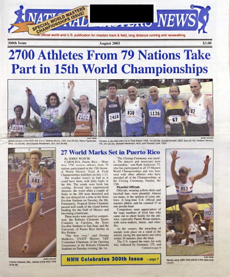 The 300th issue of National Masters News — September 2003.