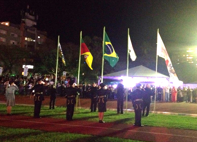 Photographer Dave Proffitt says stands were packed in Porto Alegre for start of ceremonies.