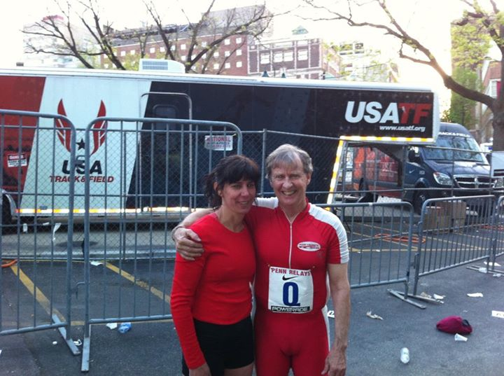 Roger and Diane pose at Penn Relays. Their engagement was announced on Facebook.