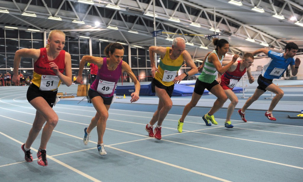 Clare is No. 49 in this London indoor mile, where she creamed W50 mile WR.