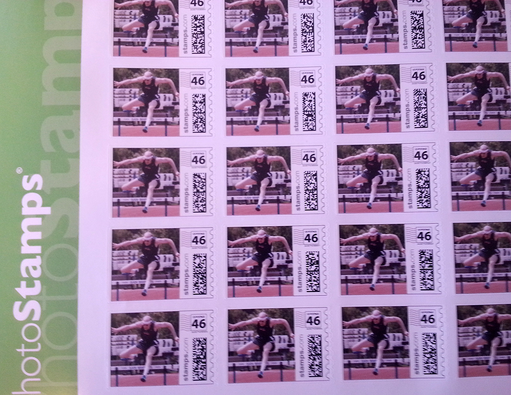 Wife used her hurdle shot of me for gift. I'll have to add 3-cent postage starting Jan. 26.