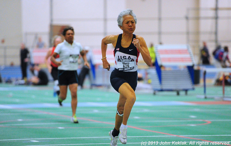 Irene Obera in full 60-meter flight was captured by John Keklak at Roxbury College.